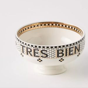 Anthropologie Tile Bistro "tres bien" nut bowl - black, white, metallic